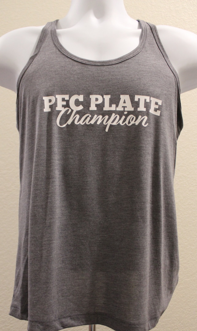 PFC racerback tank in gray front